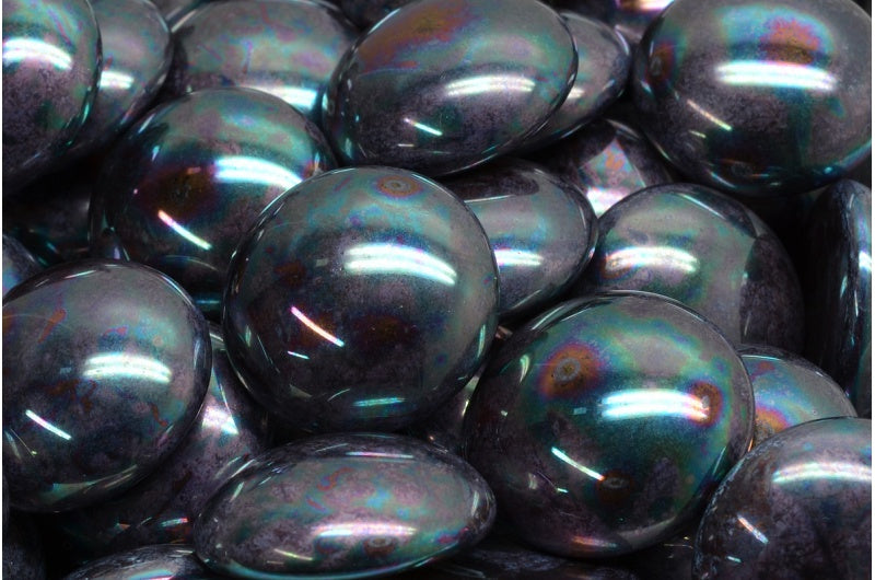 Cabochon Beads, Transparent Brown Nebula (10220-15001), Glass, Czech Republic