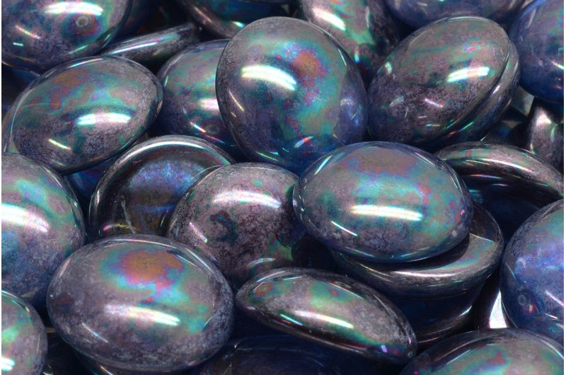 Cabochon 珠子，透明蓝色星云 (30030-15001)，玻璃，捷克共和国