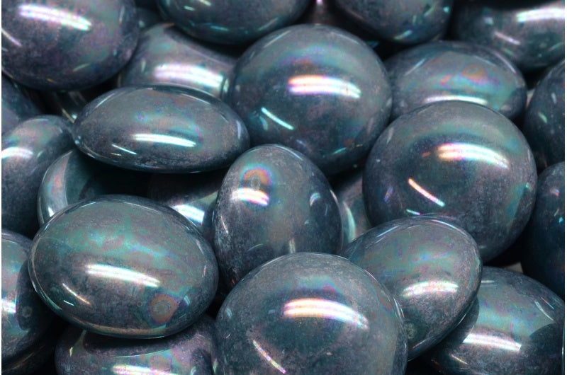 Cabochon Beads, Turquise Nebula (63140-15001), Glass, Czech Republic