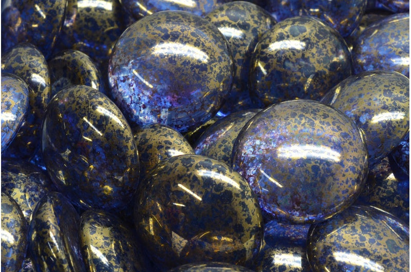 Cabochon Beads, Transparent Blue Terracotta Violet (30030-15496), Glass, Czech Republic
