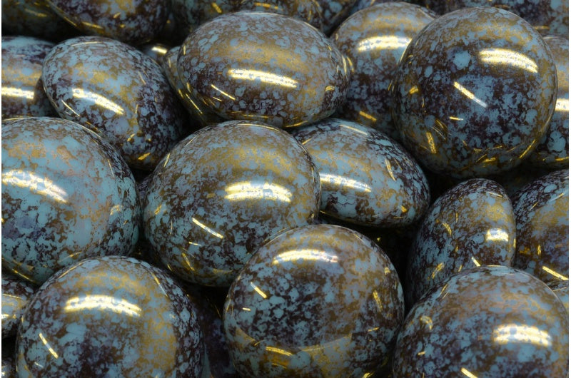 Cabochon 珠子，Turquise Terracotta Violet (63110-15496)，玻璃，捷克共和国