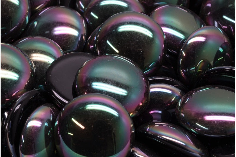 Cabochon Beads, Black Apricot Coatings (23980-29121), Glass, Czech Republic