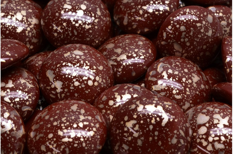 Cabochon 珠子，13630 Gold Splash (13630-94401)，玻璃，捷克共和国