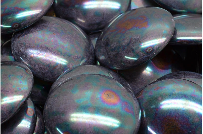 Cabochon Beads, Transparent Brown Nebula (10220-15001), Glass, Czech Republic