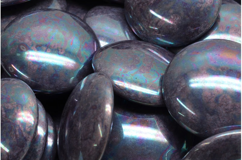 Cabochon Beads, Opaque Amethyst Nebula (23030-15001), Glass, Czech Republic