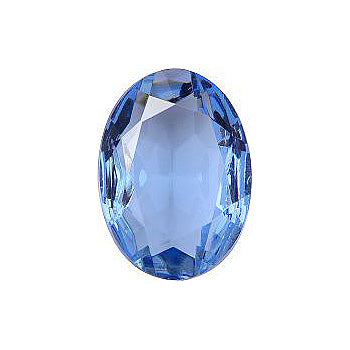 Oval Faceted Pointed Back (Doublets) Crystal Glass Stone, Aqua Blue 7 Transparent (30010), Czech Republic