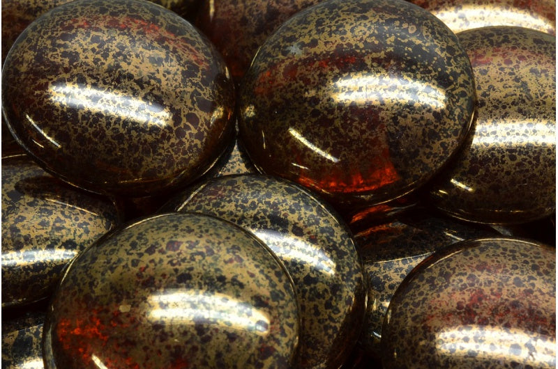 Cabochon Beads, Transparent Brown Terracotta Violet (10090-15496), Glass, Czech Republic