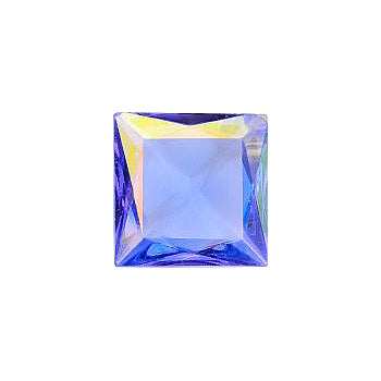 Square Faceted Pointed Back (Doublets) Crystal Glass Stone, Aqua Blue 9 Transparent With Ab, Polished (30020-Abp), Czech Republic