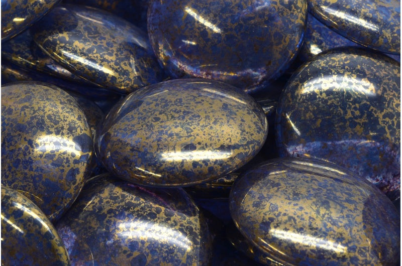 Cabochon Beads, Transparent Blue Terracotta Violet (30030-15496), Glass, Czech Republic
