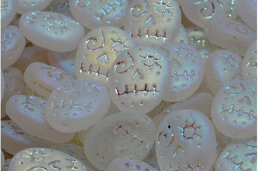 Woodoo 搞笑面珠，水晶哑光 Ab 全（2X 面）(00030-84100-28703)，玻璃，捷克共和国