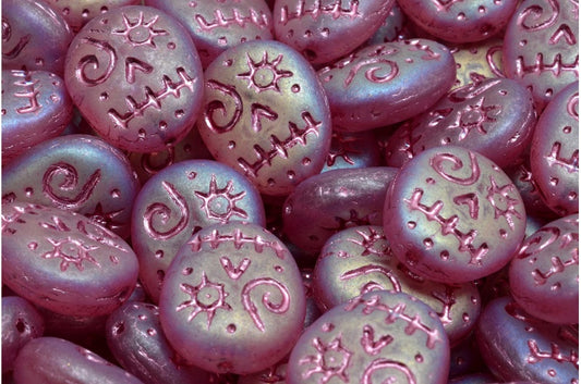 Woodoo 搞笑面珠，水晶哑光 Ab 全（2X 面）粉色内衬 (00030-84100-28703-54321)，玻璃，捷克共和国