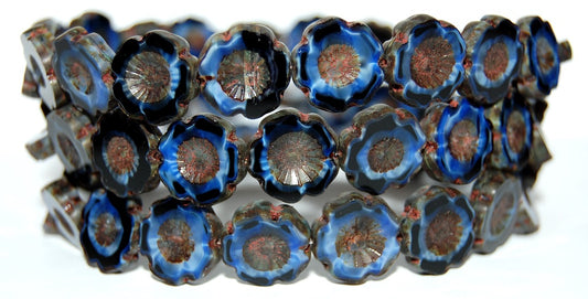 Table Cut Round Beads Hawaii Flowers, 26307 Travertin (26307 86800), Glass, Czech Republic