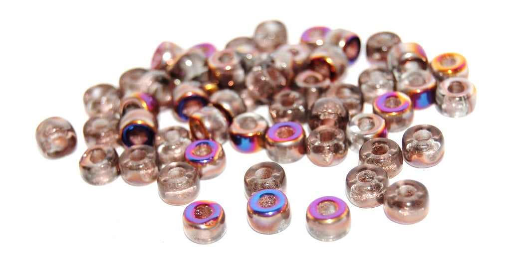Round Pony Bagel Pressed Glass Beads With Big Hole, Crystal 29500 (30 29500), Glass, Czech Republic
