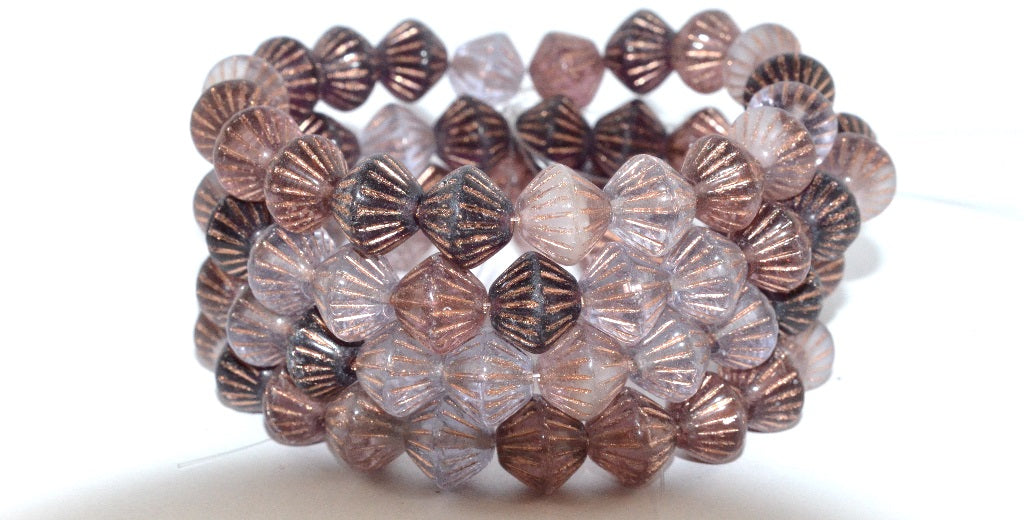 Lantern Bicone Pressed Glass Beads, Purple Mixed Colors 54200 (Purple Mix 54200), Glass, Czech Republic