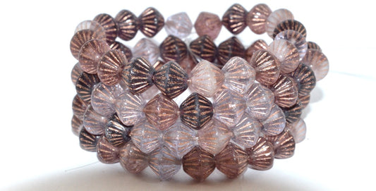 Lantern Bicone Pressed Glass Beads, Purple Mixed Colors 54200 (Purple Mix 54200), Glass, Czech Republic