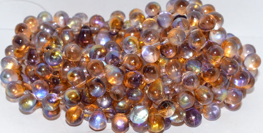 Pear Drop Pressed Glass Beads, Crystal 48107 (30 48107), Glass, Czech Republic