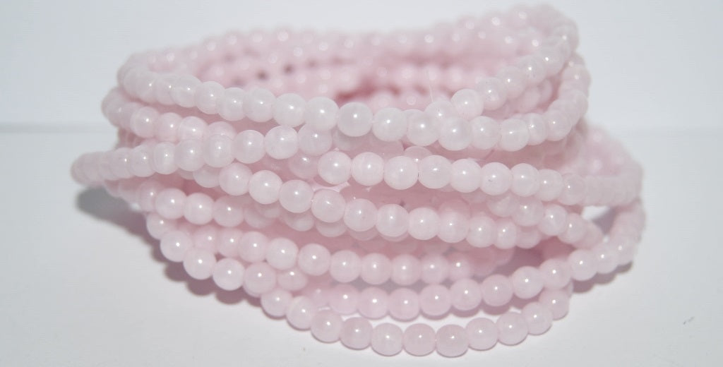 Round Pressed Glass Beads Druck, Opaque Pink (74010), Glass, Czech Republic