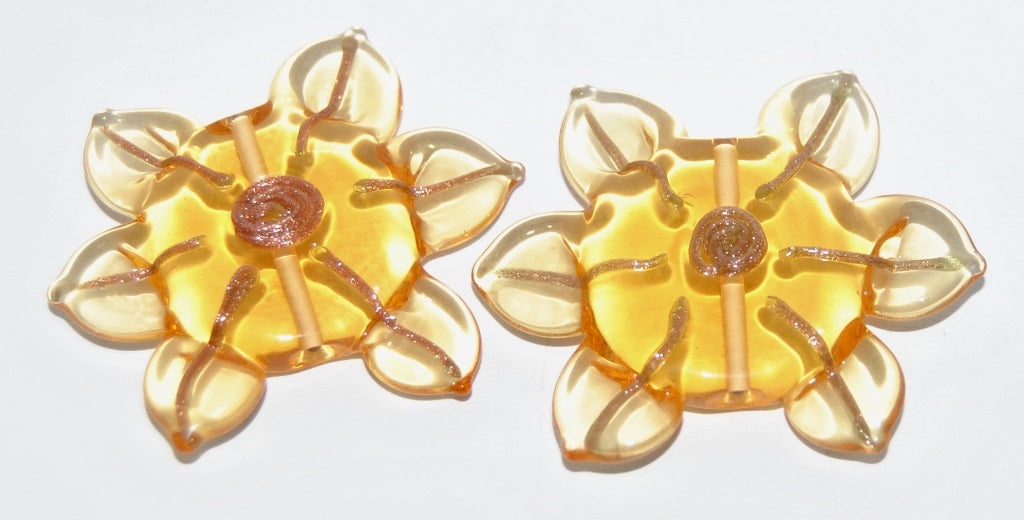 Czech Glass Hand Made Flower Lampwork Beads, (3632 B), Glass, Czech Republic