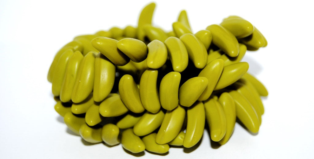 Bananas Czech Glass Thorn Beads, Opaque Green Matte (53410 M), Glass, Czech Republic