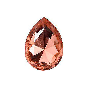 Pear Faceted Pointed Back (Doublets) Crystal Glass Stone, Pink 12 Transparent With Gold Foil (70130-L-Gf), Czech Republic