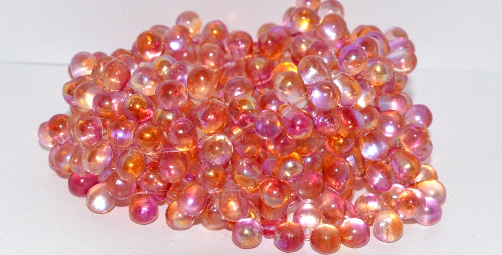 Pear Drop Pressed Glass Beads, Crystal 48116 (30 48116), Glass, Czech Republic