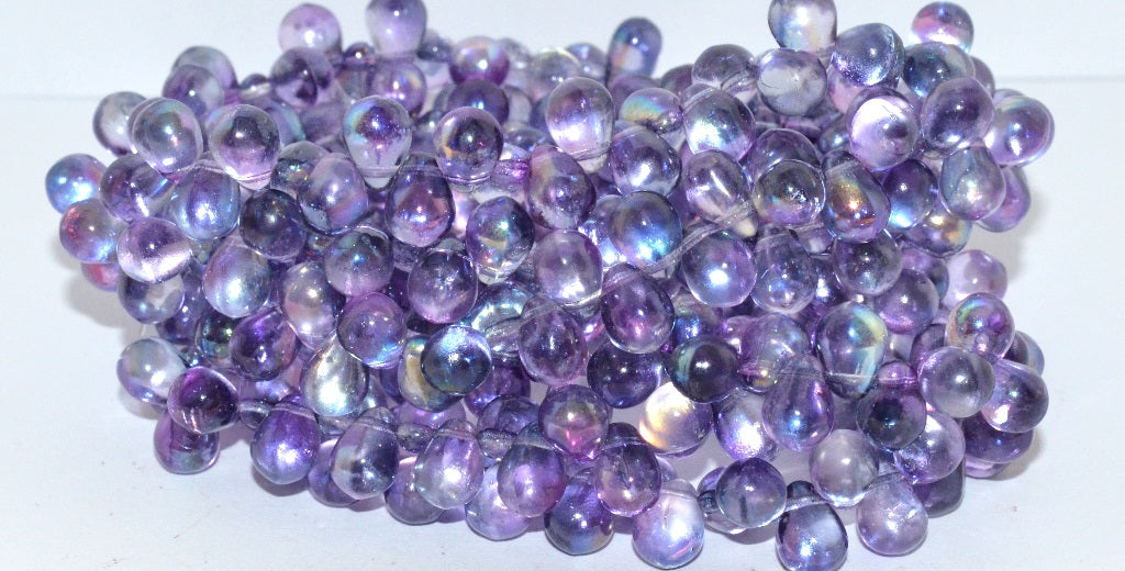 Pear Drop Pressed Glass Beads, Crystal 48122 (30 48122), Glass, Czech Republic