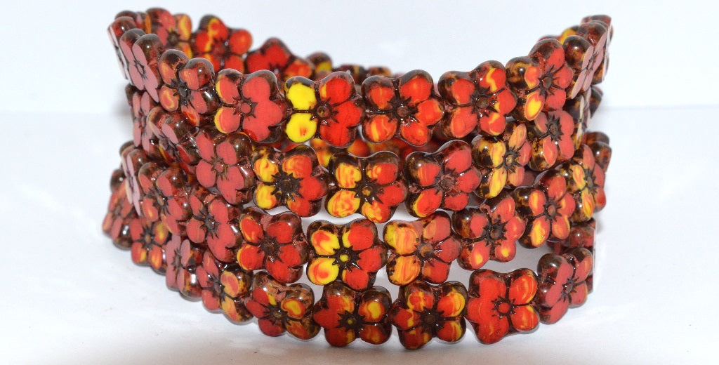 Table Cut Flower Beads Linum, 93198312 Travertin (93198312 86800), Glass, Czech Republic