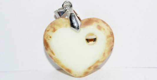 Table Cut Heart Beads Pendant, (Pp 81000 43400), Glass, Czech Republic