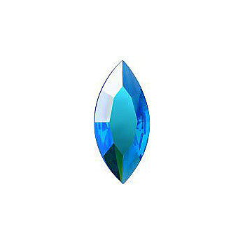 Navette Faceted Pointed Back (Doublets) Crystal Glass Stone, Blue 1 Transparent With Ab (60030-Abt), Czech Republic