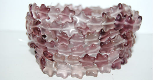 5-Point Star Pressed Glass Beads, Purple Mixed Colors Matte (Purple Mix M), Glass, Czech Republic