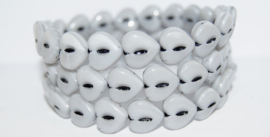 Heart Pressed Glass Beads, (44010 46769), Glass, Czech Republic