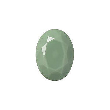 Oval Faceted Pointed Back (Doublets) Crystal Glass Stone, Light Green 7 Opaque (53100), Czech Republic