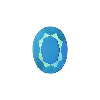 Oval Faceted Pointed Back (Doublets) Crystal Glass Stone, Blue 6 Opaque With Ab, Polished (64020-Abp), Czech Republic