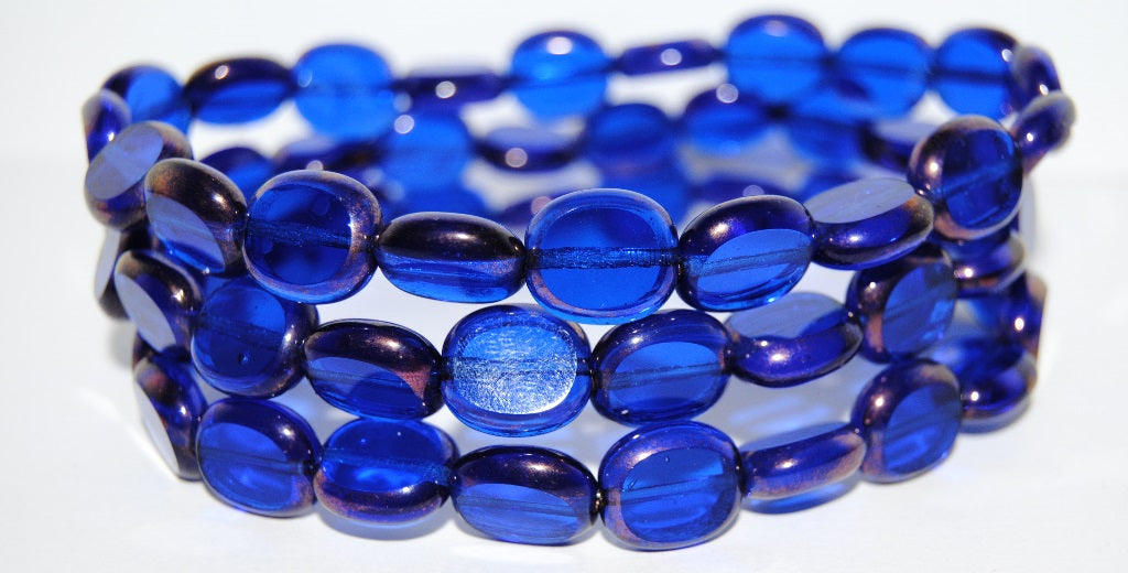 Table Cut Round Candy Beads, Transparent Blue Bronze (30080 14415), Glass, Czech Republic