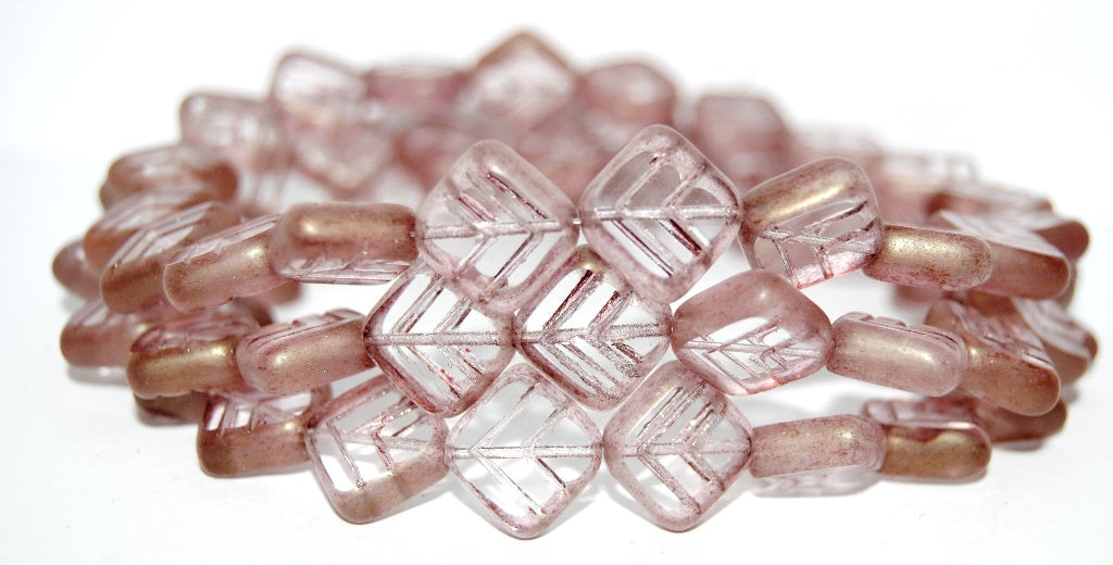 Table Cut Rhomb Beads With Lines, Crystal 14495M (30 14495M), Glass, Czech Republic