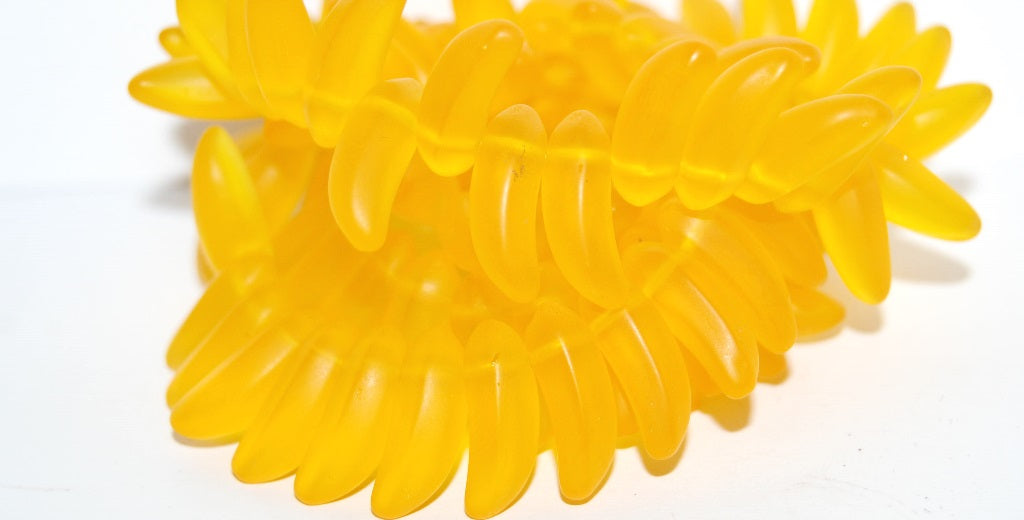 Bananas Czech Glass Thorn Beads, Transparent Yellow Matte (80030 M), Glass, Czech Republic