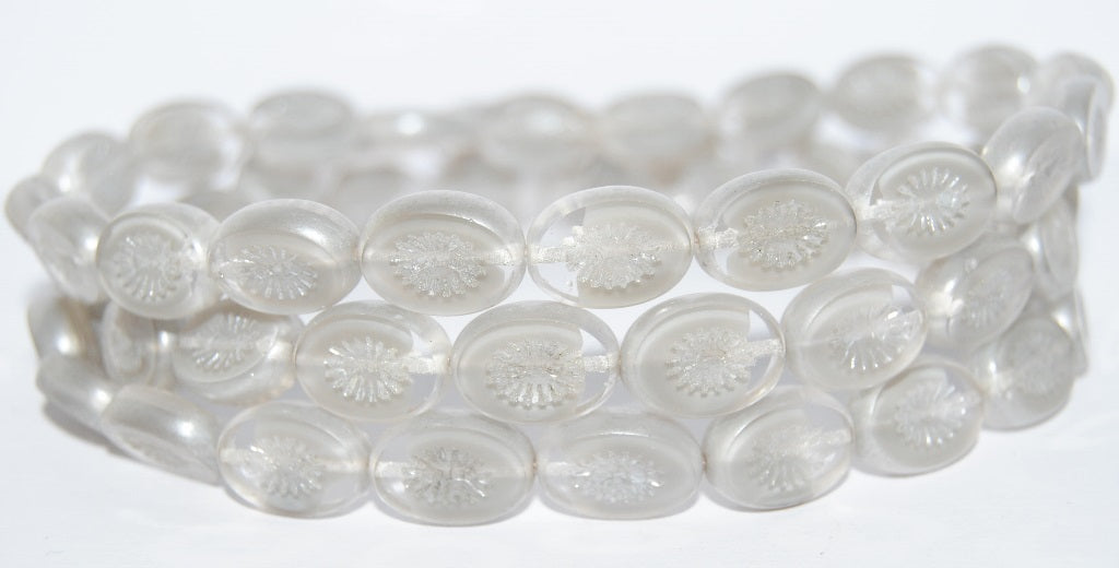 Table Cut Oval Beads Kiwi, 46016 Luster Cream (46016 14401), Glass, Czech Republic