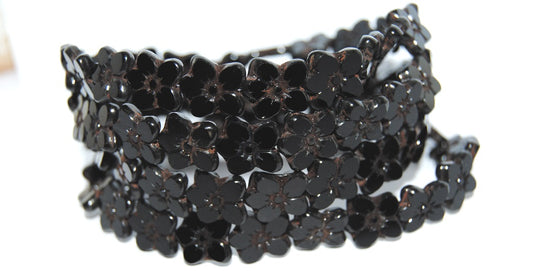 Table Cut Flower Beads Linum, Black Travertin (23980 86800), Glass, Czech Republic