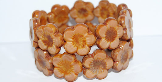Table Cut Flower Beads Hibiscus, 21 74020B Travertin (21 74020B 86800), Glass, Czech Republic