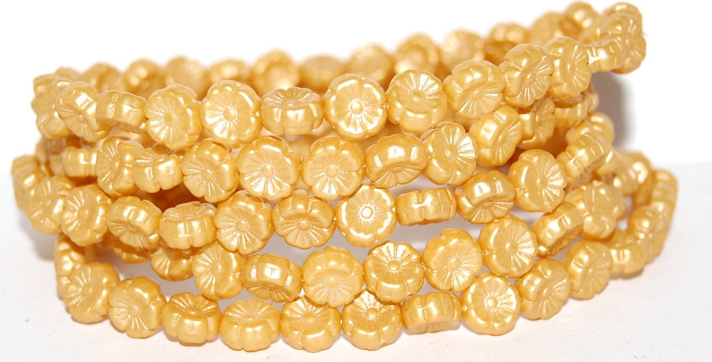 Hawaii Flower Pressed Glass Beads, 25021 (25021), Glass, Czech Republic