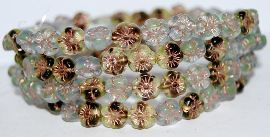 Hawaii Flower Pressed Glass Beads, Mixed Colors Pavi 54200 (Mix Pavi 54200), Glass, Czech Republic