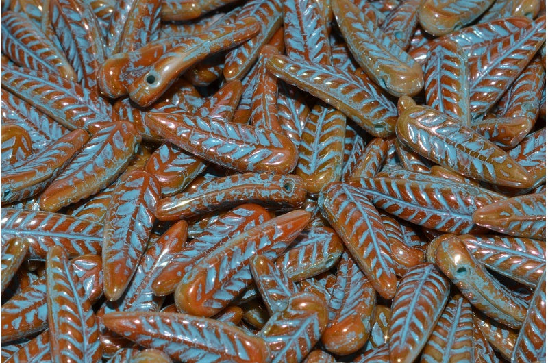鸟羽珠，白色墨黑色全杏浅蓝色内衬 (02010-29123-54308)，玻璃，捷克共和国