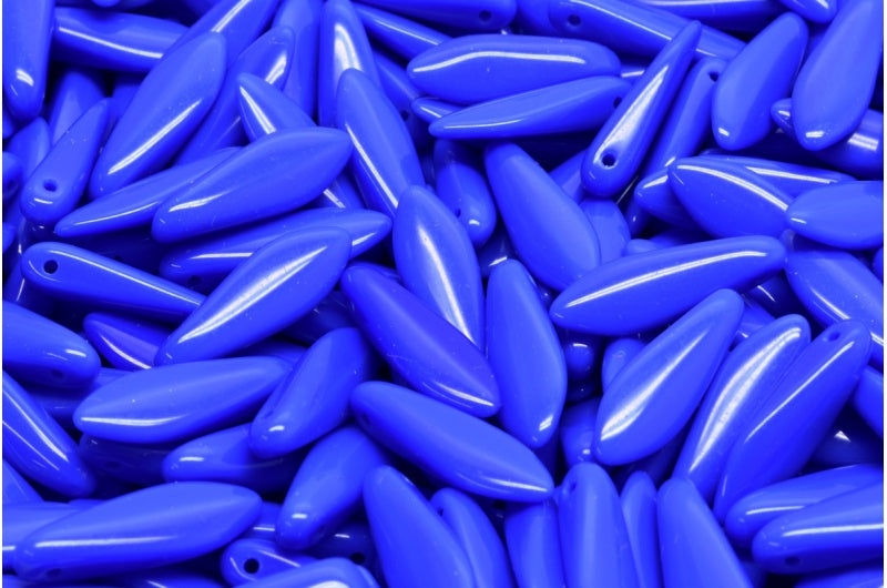 Dagger Beads, Opaque Blue (33050), Glass, Czech Republic