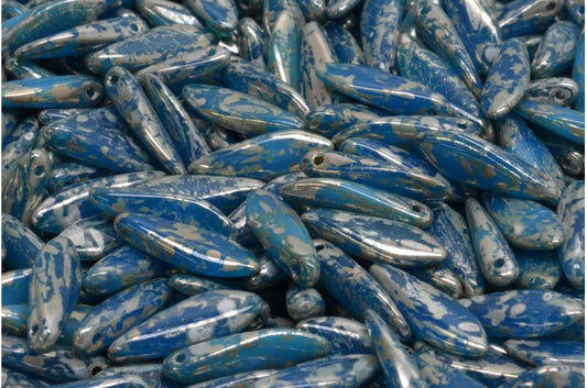 Dagger Beads, Blue Picasso (62010-43400), Glass, Czech Republic