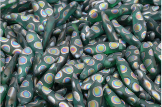 Dagger Beads, Transparent Green Emerald Matte 2810A (50720-84100-2810A), Glass, Czech Republic