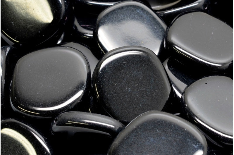 8-Edge Flat Beads, Black (23980), Glass, Czech Republic