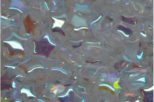 Flat Star Beads, Crystal Ab (00030-28701), Glass, Czech Republic