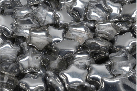 Flat Star Beads, Crystal Crystal Silver Half Coating (00030-27001), Glass, Czech Republic