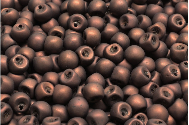 Mushroom Button Beads, Black Matte Purple (23980-84100-15726), Glass, Czech Republic