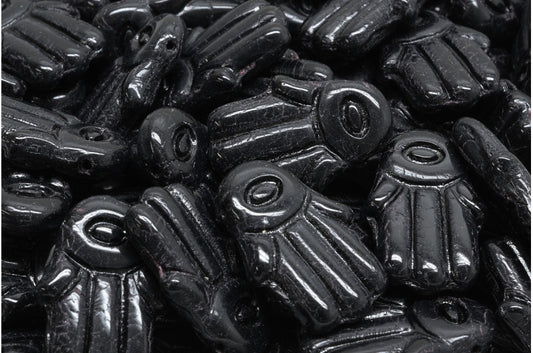 ハムサハンドビーズ、黒（23980）、ガラス、チェコ共和国